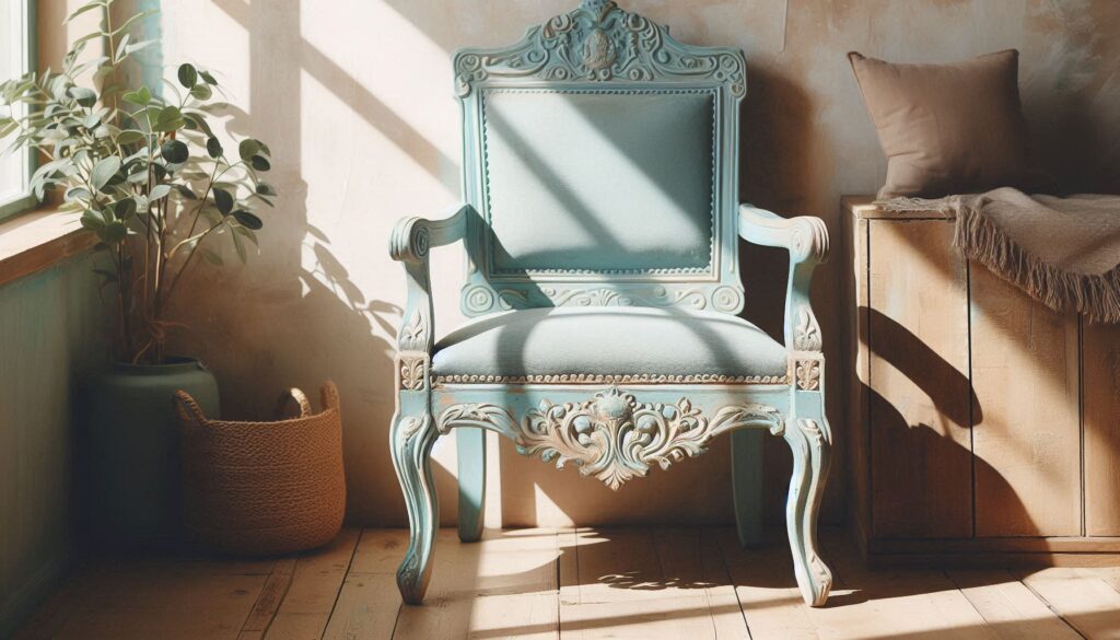 An old chair painted with chalk paint