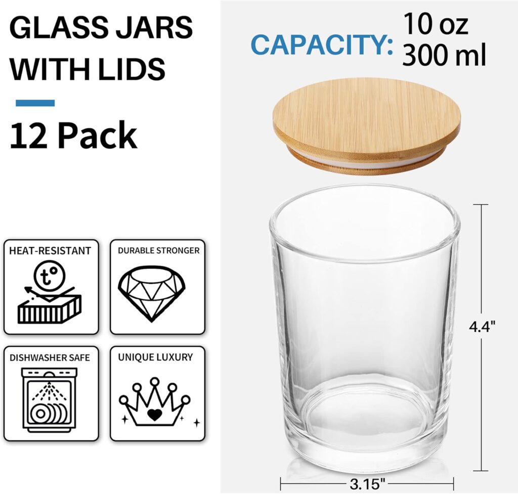 Aminigram 12 Pack Clear Candle Jars with Bamboo Lids review 1
