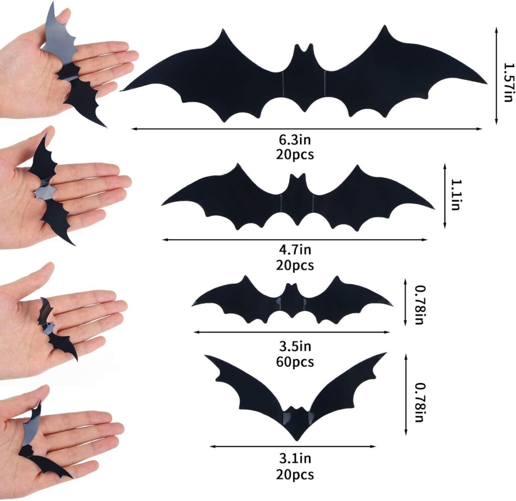 DIYASY Bats Wall Decor for Halloween sizes