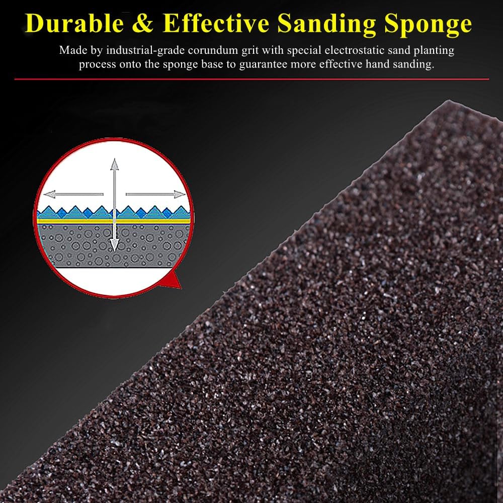 Durable Sanding Block 6Pcs Sanding Sponges Set for Drywall Wood Metal