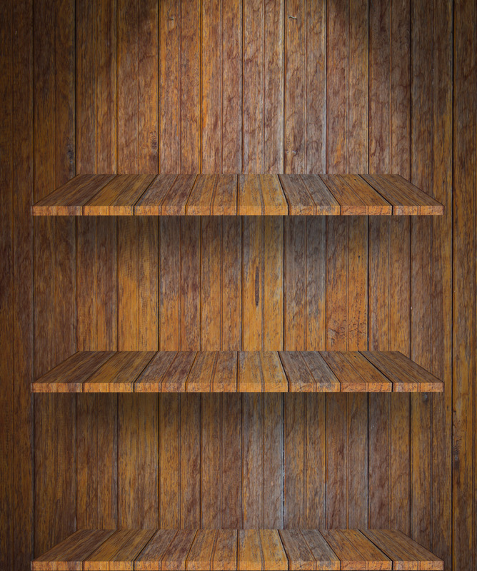 varnished bookshelf