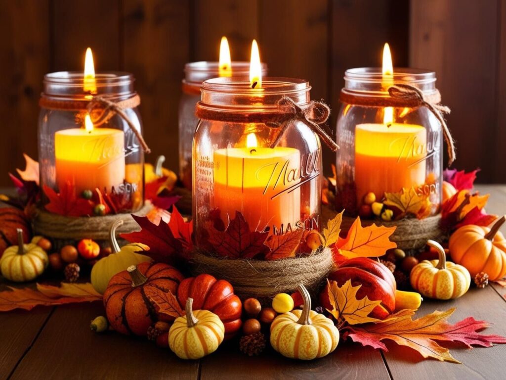 Mason Jar Candle holders for Thanksgiving