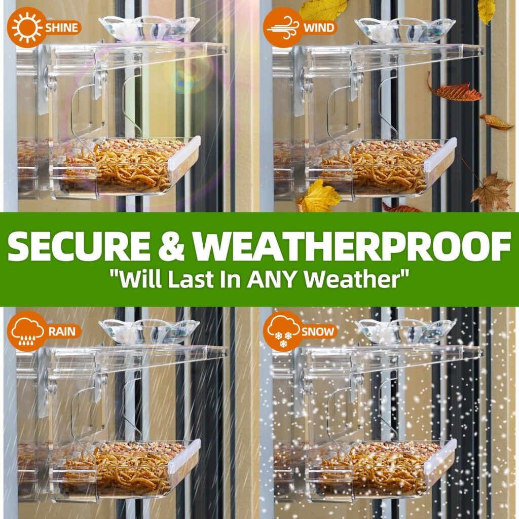 WENMIXER Window Bird Feeder secure and waterproof